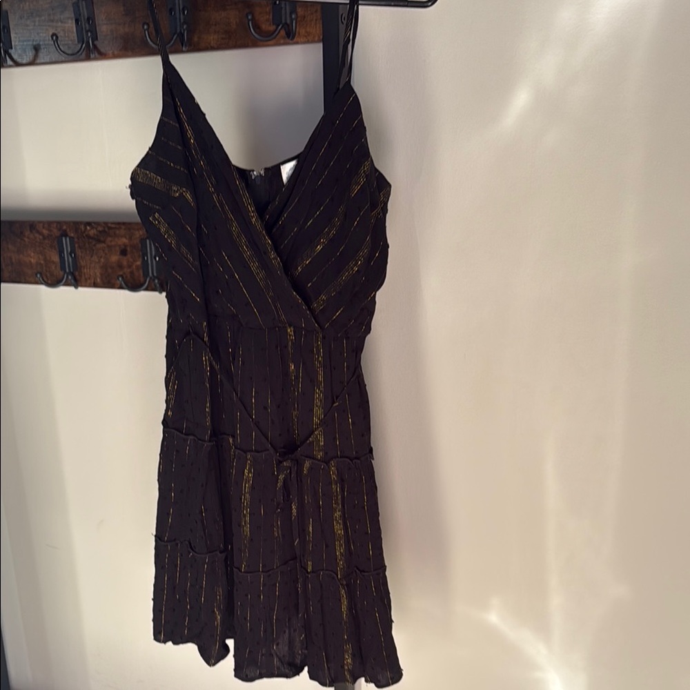 Blue Rain Black Wrap Mini Dress Spaghetti Strap